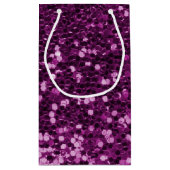 紫色のフェイクなグリッターの輝き スモールペーパーバッグ (裏面)