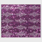 紫色のフェイクなグリッターの銀の宝石のデザイン ラッピングペーパー (フラット)