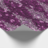 紫色のフェイクなグリッターの銀の宝石のデザイン ラッピングペーパー (角)