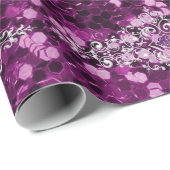 紫色のフェイクなグリッターの銀の宝石のデザイン ラッピングペーパー (ロールコーナー)