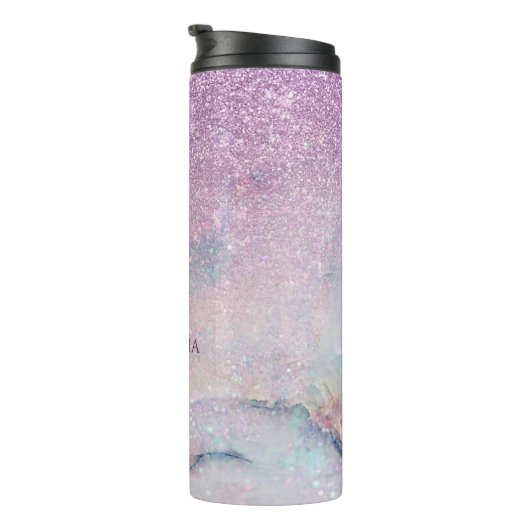 紫色のフェイクなグリッターは2モノグラムに大理石模様をつけ、 タンブラー (回転右)