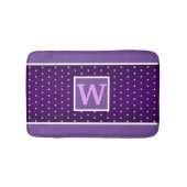 紫色のフェイクグラデーションの金ゴールド水玉模様 バスマット (正面)