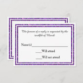 紫色のフェイク輝いたトリム – RSVPカード (正面/裏面)