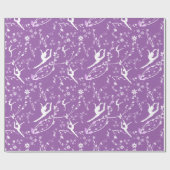 紫色のフェミニンな花の体操のお祝い ラッピングペーパー (フラット)