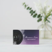 紫色のフォトグラファーによるカメラ撮影 名刺 (スタンド正面)