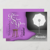 紫色のフォトシュートパーティの招待状 招待状 (正面/裏面)