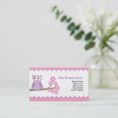 紫色のフクロウのカスタマイズ可能な名刺のテンプレート 名刺 (スタンド正面)