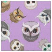 紫色のフクロウの可愛いパターン ファブリック (クローズアップ)