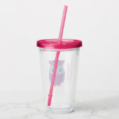 紫色のフクロウの女の子のパーソナライズな動物の子供 アクリルタンブラー (裏面)