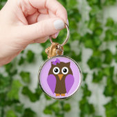 紫色のフクロウ及び弓Keychain キーホルダー (手)
