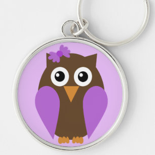 紫色のフクロウ及び弓Keychain キーホルダー