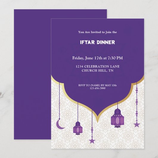 紫色のフタル招待 招待状 (正面/裏面)