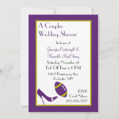 紫色のフットボールはウェディングシャワーの招待状をつなぎます 招待状 (正面)