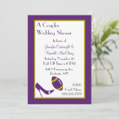 紫色のフットボールはウェディングシャワーの招待状をつなぎます 招待状 (スタンド正面)