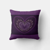 紫色のフラクタルのハートの装飾用クッション クッション (裏面)