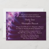 紫色のフラクタルの孔雀の羽の結婚式 招待状 (裏面)