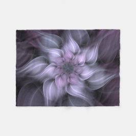 紫色のフラクタルの花 フリースブランケット