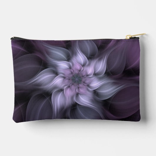 紫色のフラクタルフラワーアクセサリーポーチ アクセサリーポーチ (裏面)