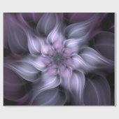 紫色のフラクタルフラワーパターン、装飾フローラ ラッピングペーパー (フラット)