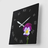 紫色のフラワーグレーのローマ数字wc スクエア壁時計 (傾斜)