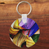 紫色のフリティラリー花オリジナルアートウォーター色 キーホルダー (正面)