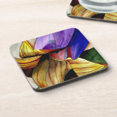 紫色のフリティラリー花オリジナルアートウォーター色 コースター (左側)