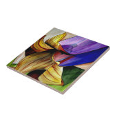 紫色のフリティラリー花オリジナルアートウォーター色 タイル (側面)