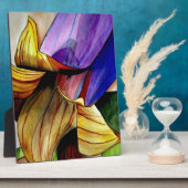 紫色のフリティラリー花オリジナルアートウォーター色 フォトプラーク (側面)