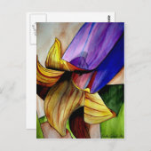 紫色のフリティラリー花オリジナルアートウォーター色 ポストカード (正面/裏面)