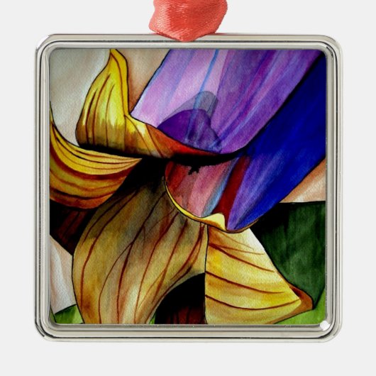 紫色のフリティラリー花オリジナルアートウォーター色 メタルオーナメント (正面)