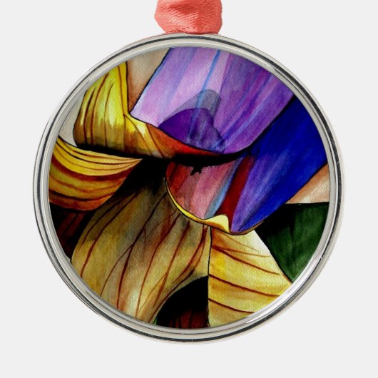 紫色のフリティラリー花オリジナルアートウォーター色 メタルオーナメント (正面)