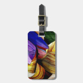 紫色のフリティラリー花オリジナルアートウォーター色 ラゲッジタグ (正面縦)