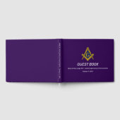 紫色のフリーメゾン石積み正方形とコンパス ゲストブック (全面)