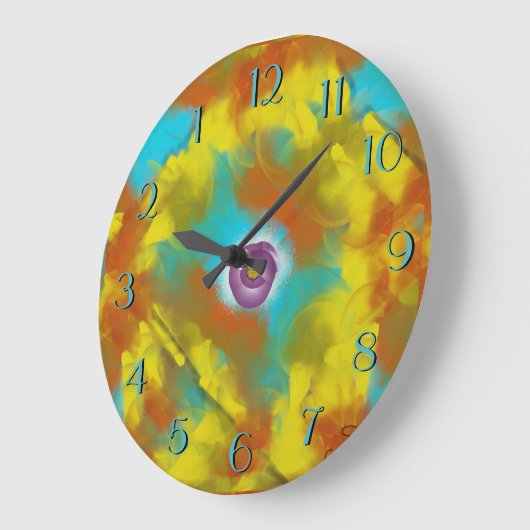 紫色のフルーツの 後方の時計 ラージ壁時計 (傾斜)