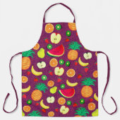 紫色のフルーツドット柄フルーティーかわいい明るい エプロン (正面)
