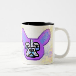 紫色のフレンチ・ブルドッグのマグ ツートーンマグカップ