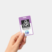 紫色のフレ縁どームの従業員写真テンプレートID バッジ (手持ち)