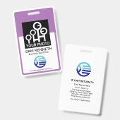 紫色のフレ縁どームの従業員写真テンプレートID バッジ (表裏)