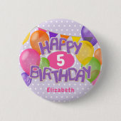 紫色のフロストクッキーとバルーンハッピーバースデー 缶バッジ (正面)