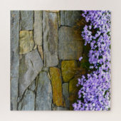 紫色のフロックスと岩 ジグソーパズル (横)