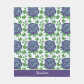 紫色のフローラのシームレパーソナライズされたスパターン名 フリースブランケット (正面)