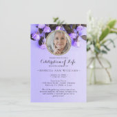 紫色のフローラエレガントお祝い 招待状 (スタンド正面)