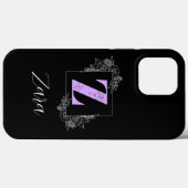 紫色のフローラカスタム蝶モノグラム – 文字Z Case-Mate iPhoneケース (裏面 (横))