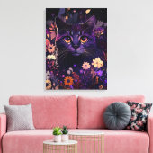 紫色のフローラキャットキャンバスプリント猫好き キャンバスプリント (インサイチュ (リビング))