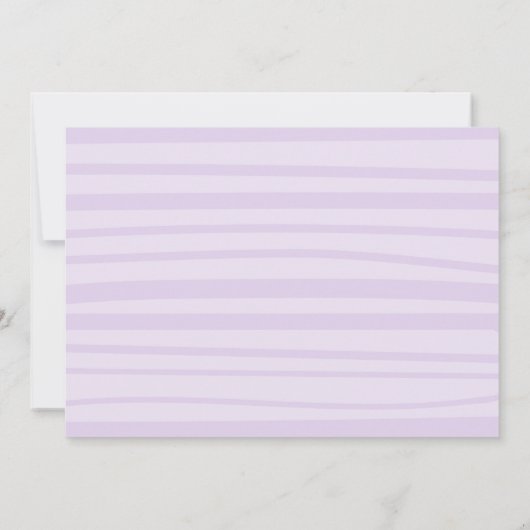 紫色のフローラサファリの動物が赤ちゃんシャワーでドライブ 招待状 (裏面)