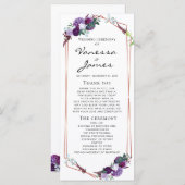 紫色のフローラバラ金ゴールドジオメトリックフレーム結婚ズ (正面/裏面)