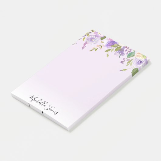 紫色のフローラパーソナライズされたの付箋 ポストイット (アングル)