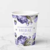 紫色のフローラブライダルシャワー紙カップ 紙コップ (裏面)