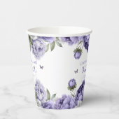 紫色のフローラブライダルシャワー紙カップ 紙コップ (左)