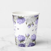 紫色のフローラブライダルシャワー紙カップ 紙コップ (右)